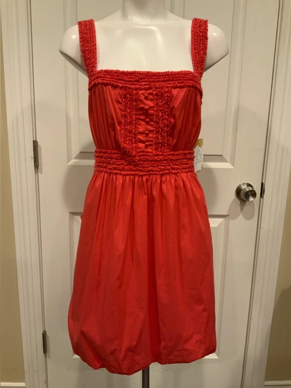 Girls' Red Sundress with Smocked Details